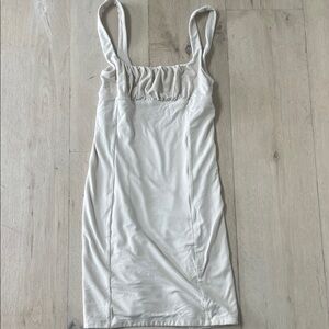 Aritzia Wilfred Free Beige Orbit Mini Dress